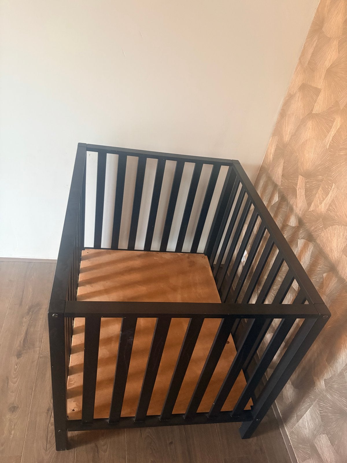 TWF Box Fleur - Zwarte houten babybox, Kinderen en Baby's, Boxen, Ophalen, Gebruikt, Rechthoekig
