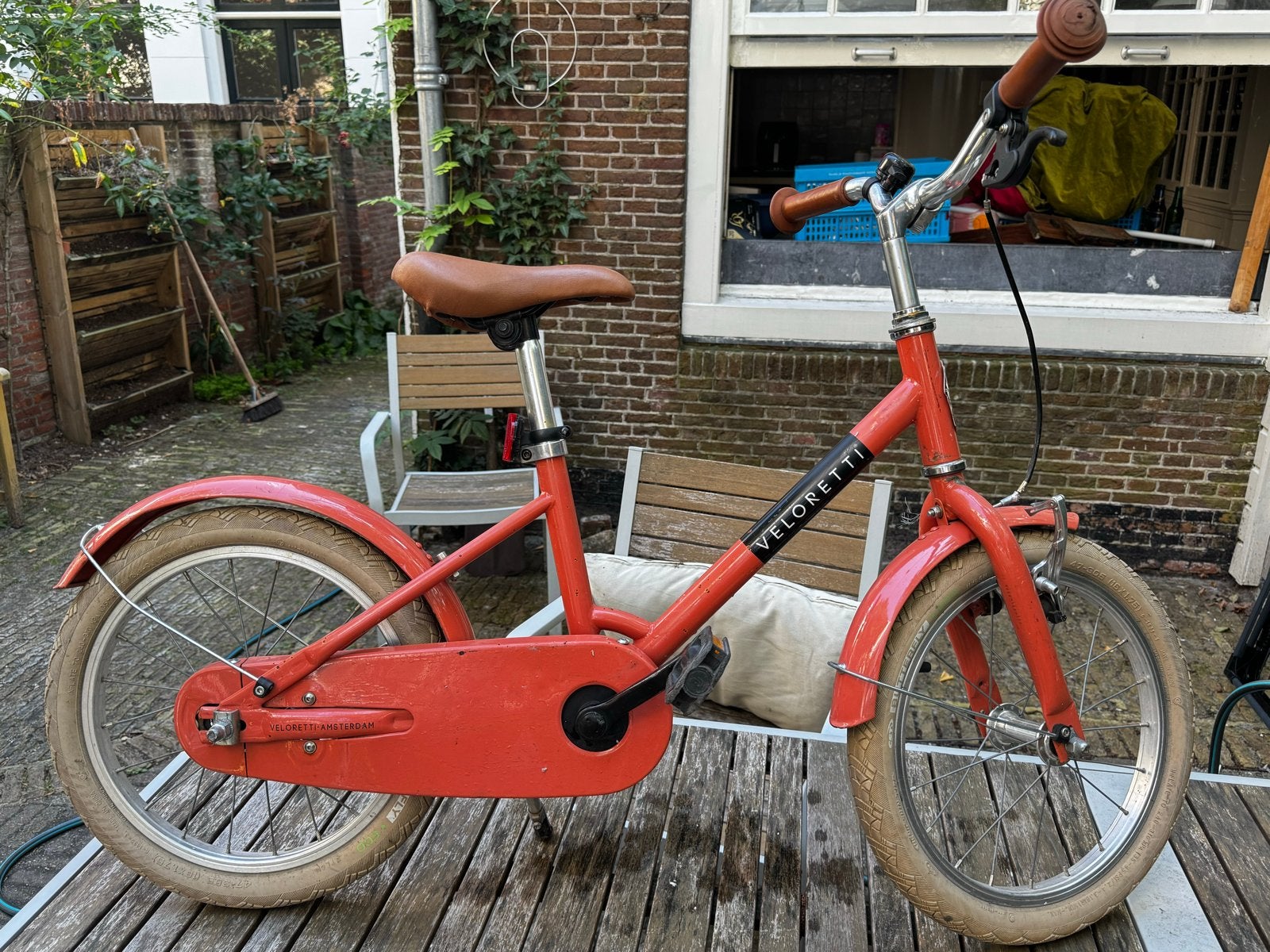 Veloretti kinderfiets - koraal, Ophalen, Gebruikt, Velgrem, 16 tot 20 inch