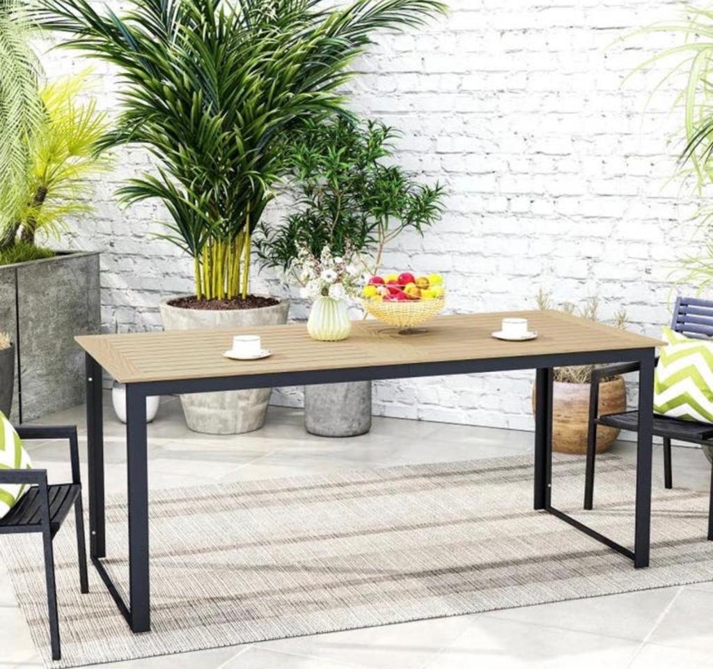 Outsunny Tuin-/Balkontafel Metaal Houtlook 175x78 cm NIEUW, Ophalen, Nieuw, A, Metaal