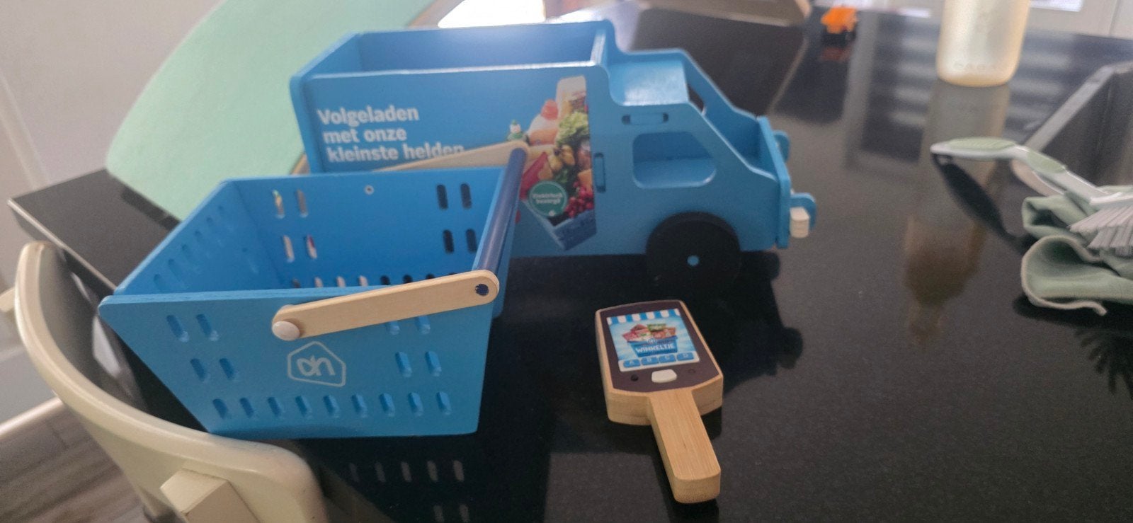 Albert Heijn speelgoed: Bezorgbus, winkelmandje, scanner, Ophalen of Verzenden, Gebruikt, Jongen of Meisje