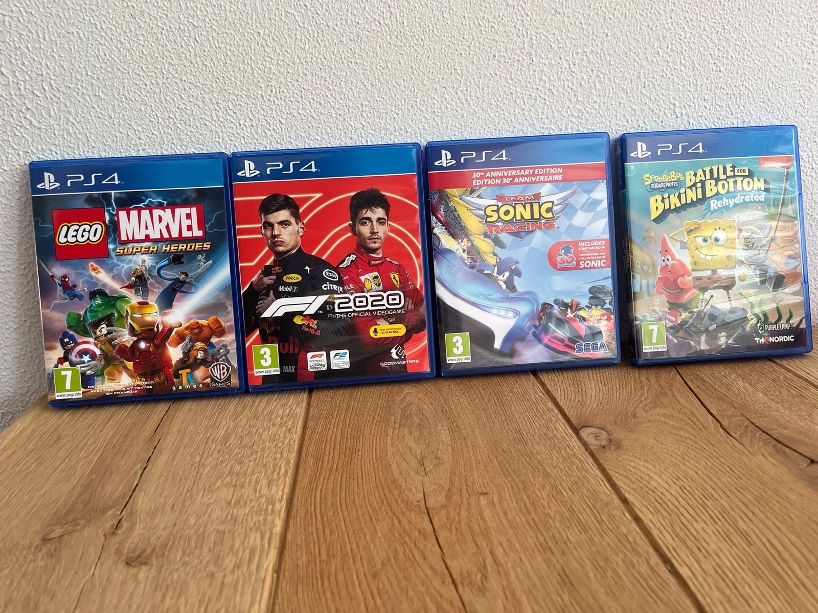 PS4 games: LEGO Marvel, F1 2020, Sonic Racing, Spongebob, Overige genres, Eén computer, Ophalen of Verzenden, Zo goed als nieuw
