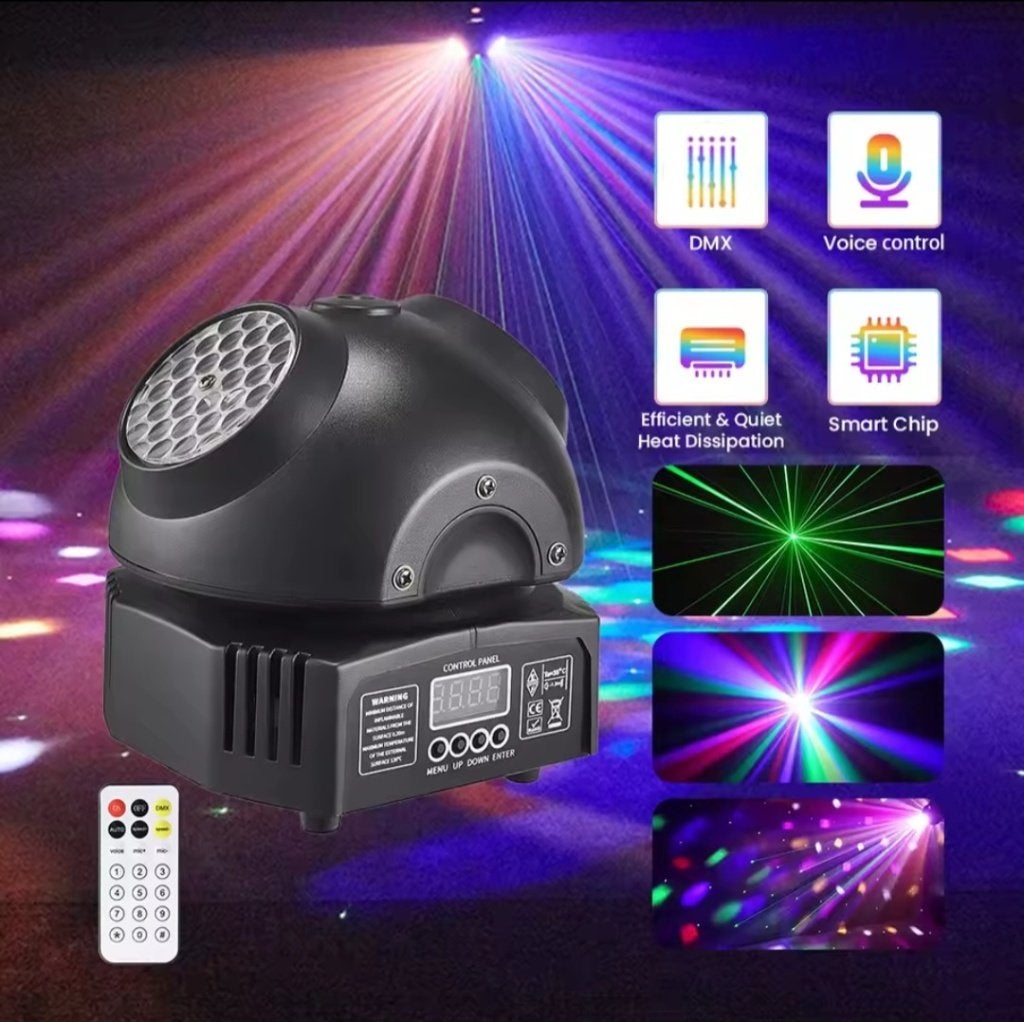 Moving Head met 2 LED Magic Balls en 100mW groene laser, Muziek en Instrumenten, Licht en Laser, Ophalen, Nieuw, Licht, Geluidgestuurd