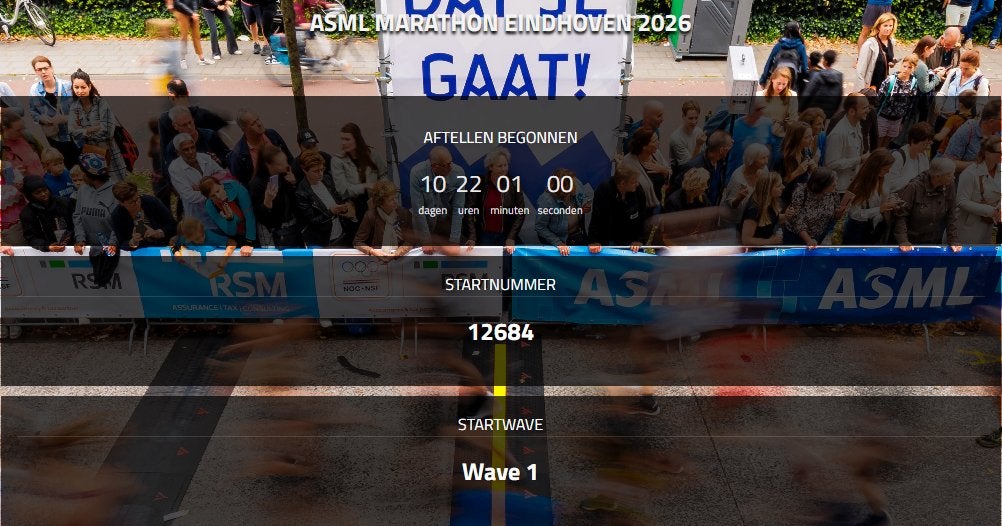startbewijs halve marathon Eindhoven, Overige typen, Nieuw, Hardlopen, Ophalen
