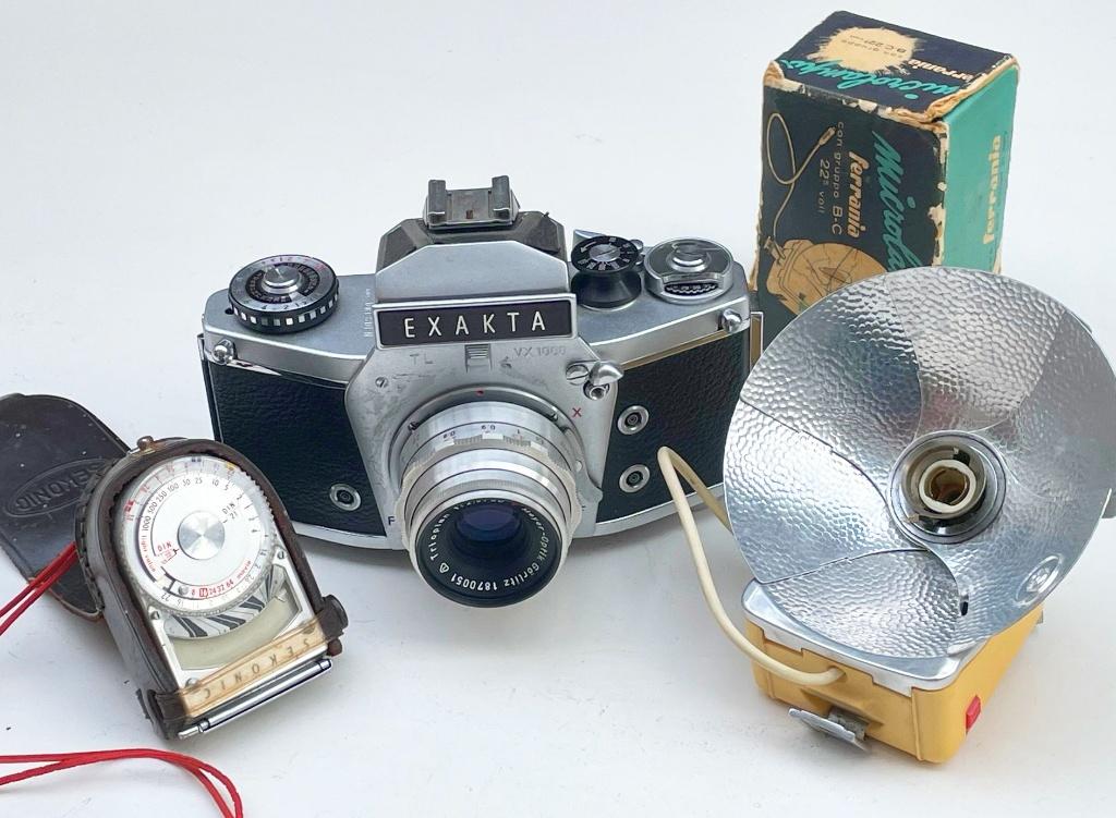 Exakta TL VX1000 met M.O.G Trioplan 50mm f2.9, Audio, Tv en Foto, Fotocamera's Analoog, Ophalen of Verzenden, Compact, Overige Merken
