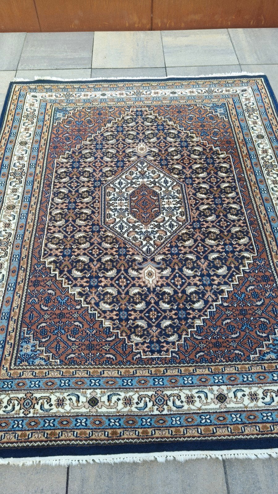 Origineel Handgeknoopt Oosters Tapijt - Bidjar 203x254cm, Ophalen, Gebruikt, Blauw, 200 cm of meer