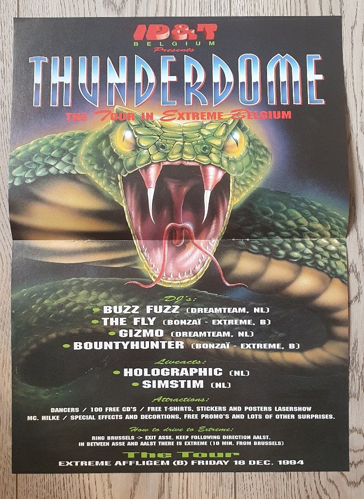 Thunderdome The Tour In Extreme (Affligem) 16.12.1994, Verzenden, Zo goed als nieuw, Poster, Artwork of Schilderij
