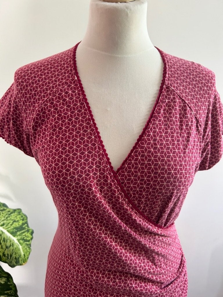 King Louie maat XL roze rode retro crossdress 3493, Maat 46/48 (XL) of groter, Ophalen of Verzenden, Zo goed als nieuw, Knielengte