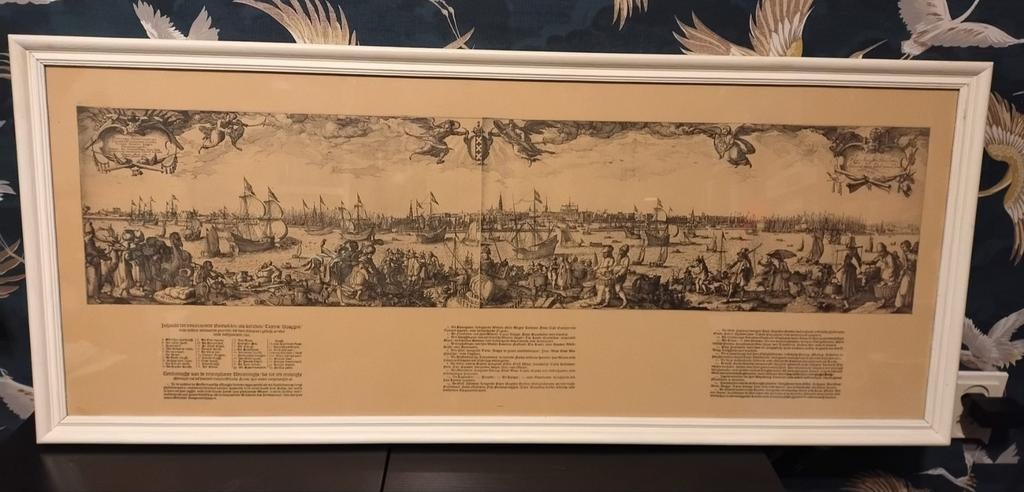 Antieke Ets, aanzien van Amsterdam uit 1611, Antiek en Kunst, Ophalen, Ingelijst, Ets, Stadsgezicht