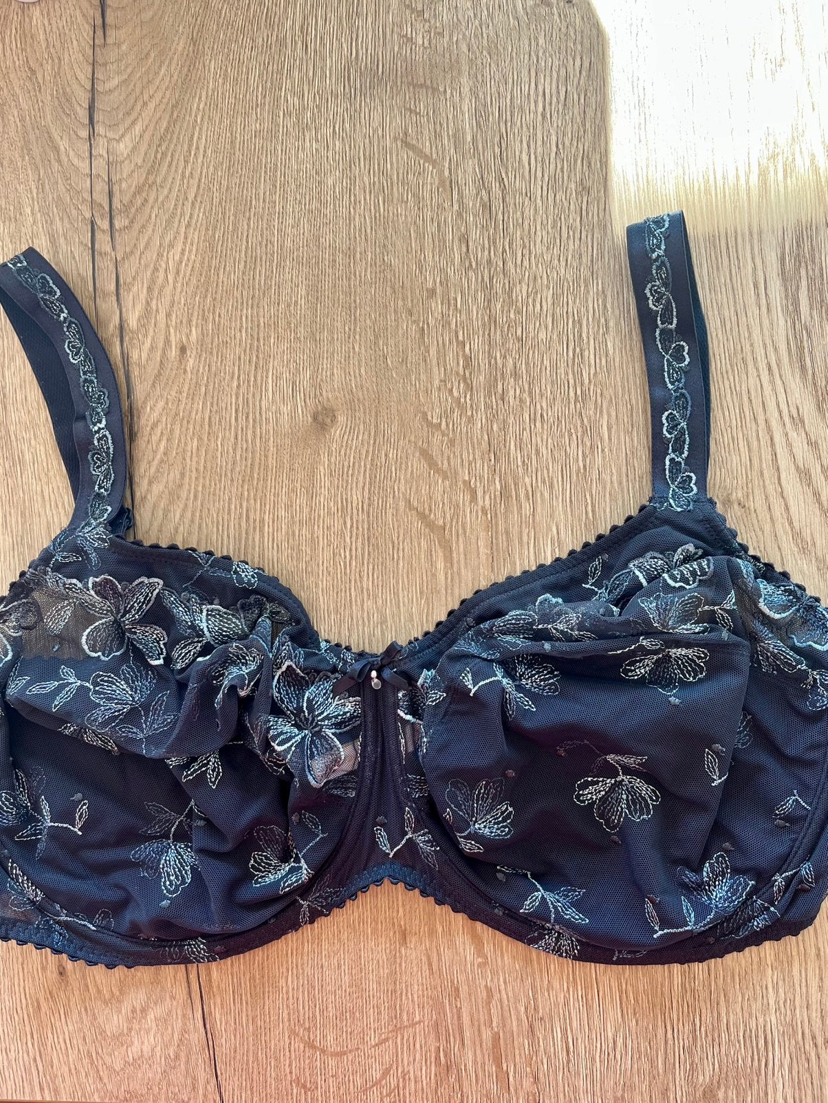 Prima donna 105G full cup zwart met grijs borduur bloem, Verzenden, Zwart, BH