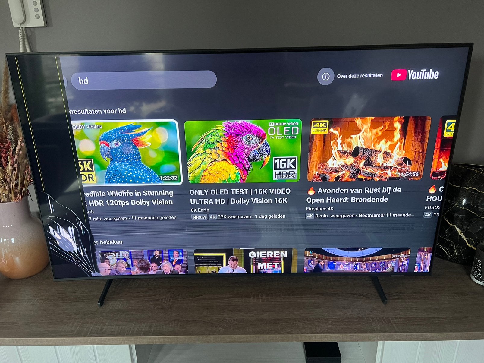 Samsung QLED televisie, 55 inch (kapot scherm), Ophalen, 50 Hz, Samsung, 100 cm of meer