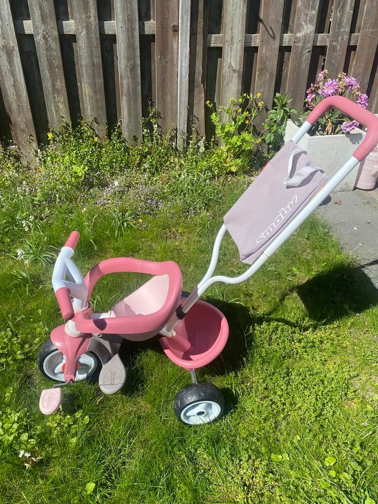 Smoby fietsje met duwstang, Ophalen, Zo goed als nieuw, Duwstang
