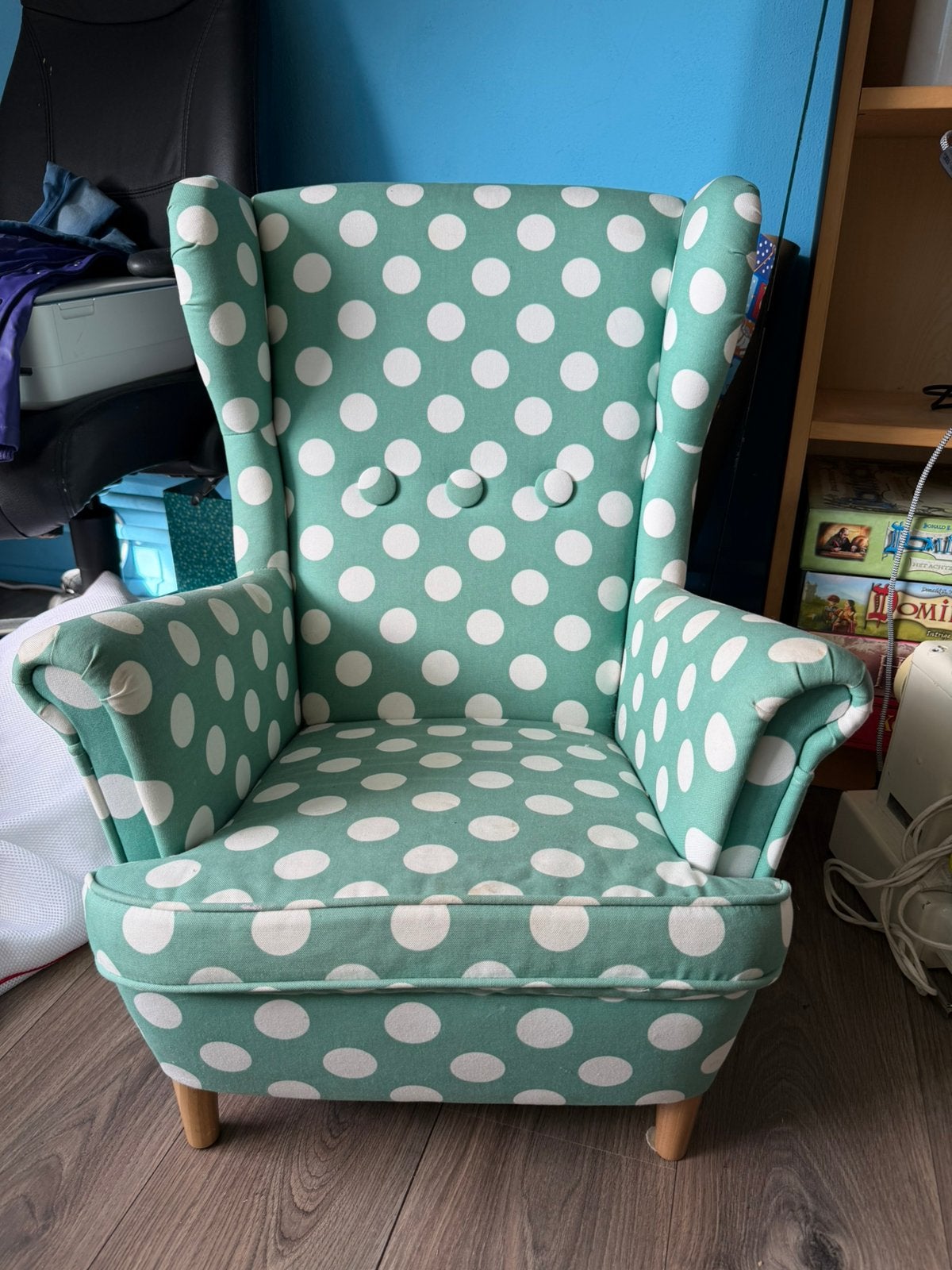 Ikea strandmon stoel groen met witte stippen, Ophalen, Gebruikt, Stoel(en)