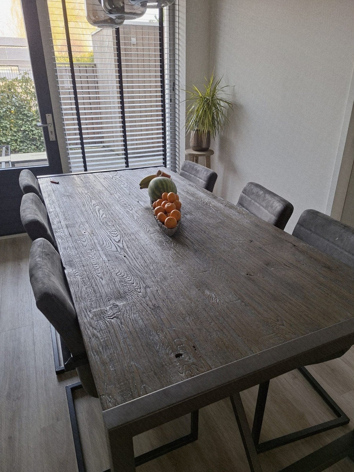 Stoere eettafel (100x220) met bijpassende kast, Huis en Inrichting, Tafels | Eettafels, Overige houtsoorten, Gebruikt, Industrieel, Landelijk