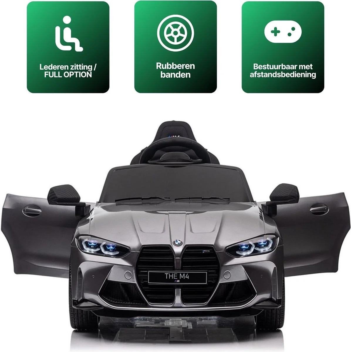 BMW M4 Kinderauto Elektrisch - Grijs met Afstandsbediening, Nieuw
