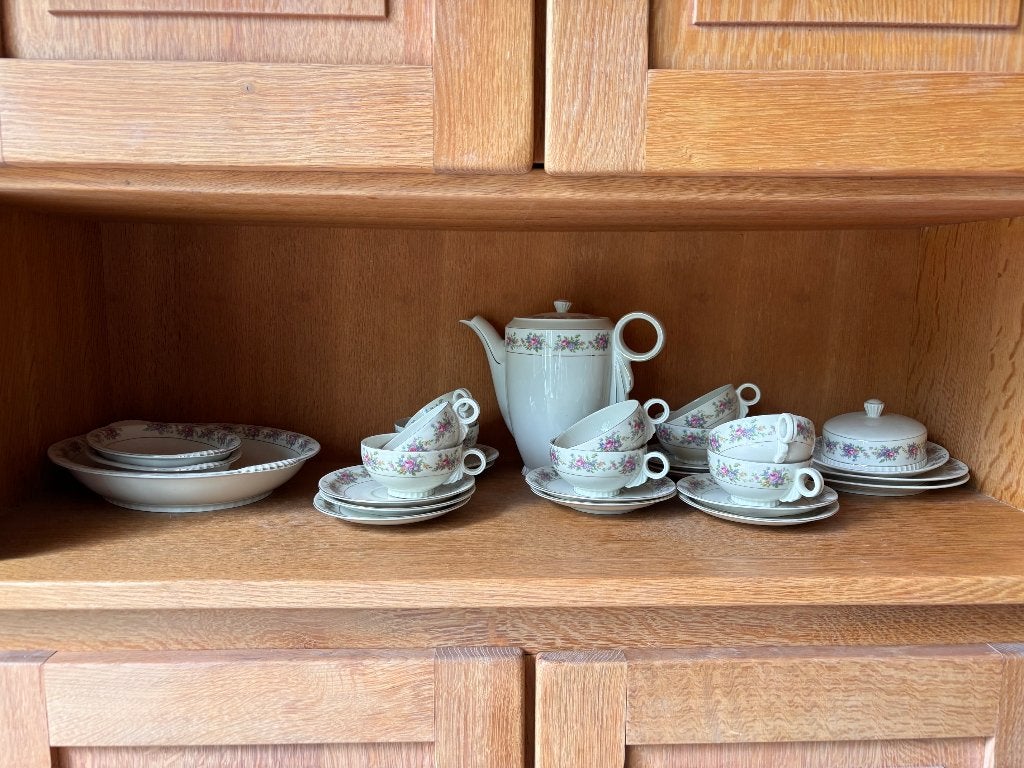 Vintage porseleinen theeservies met bloemmotief, Ophalen of Verzenden