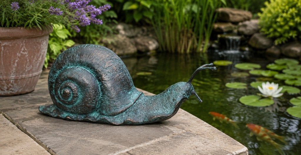 bronzen beeld / SLAK / 17 cm hoog, Tuin en Terras, Tuinbeelden, Dierenbeeld, Nieuw, Info@huisentuindecoratiemarie.nl, Huis en tuin decoratie marie