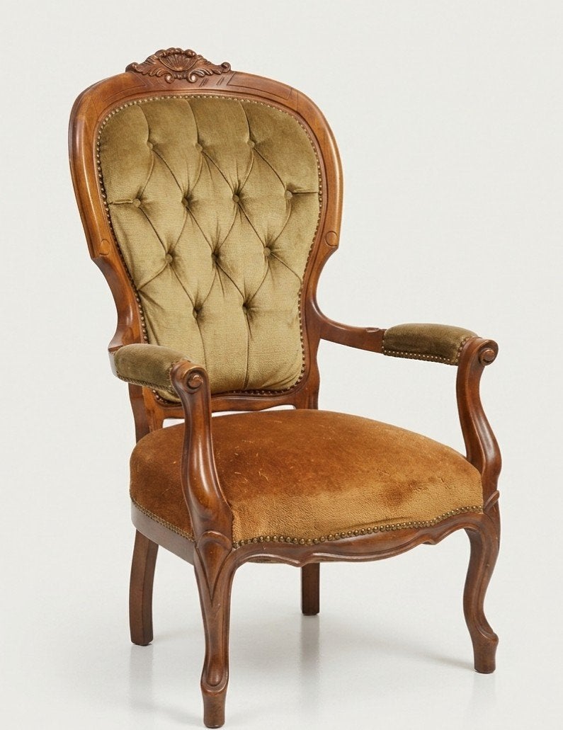 Antieke fauteuil met gecapitonneerde rugleuning, Ophalen
