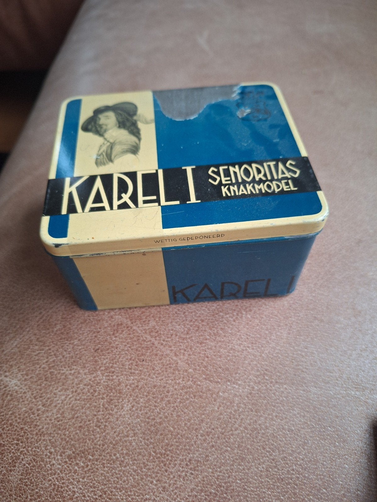 Vintage Senoritas Knakmodel Karel I blikje, Ophalen of Verzenden, Gebruikt, Overige, Overige merken