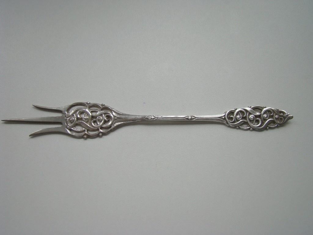 verzilverde cakevork / vintage [38], Ophalen of Verzenden, Zo goed als nieuw, Zilver