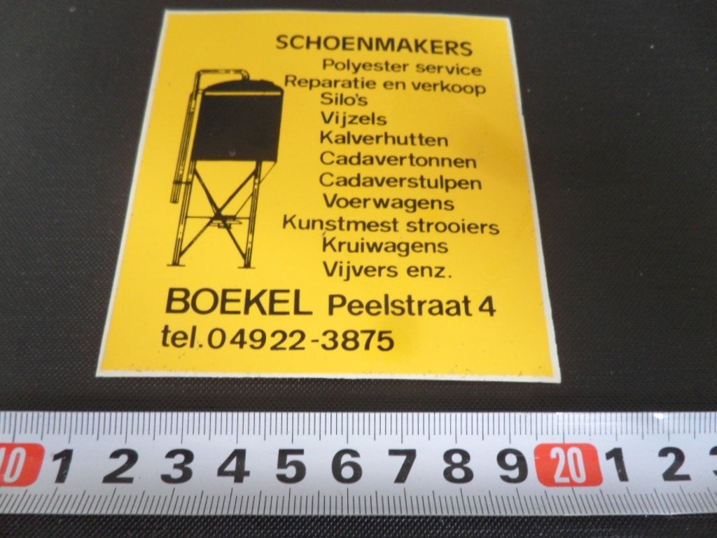 sticker boekel SCHOENMAKERS polyester service silo's vijzels, Ophalen of Verzenden, Zo goed als nieuw