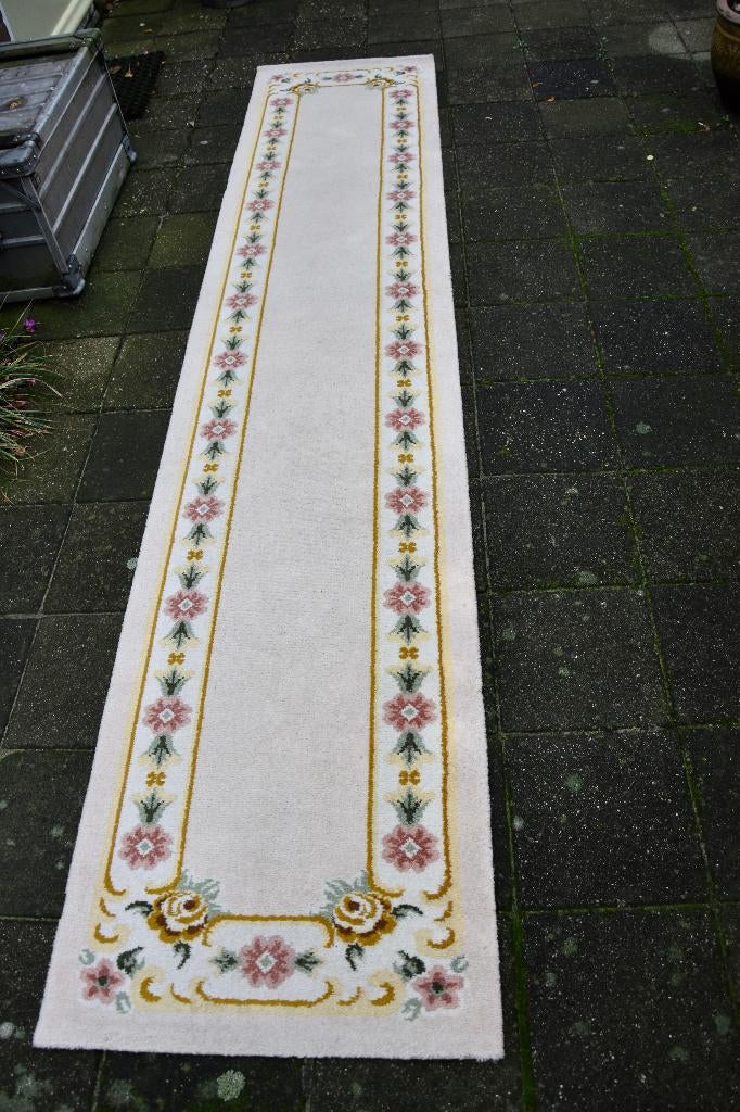 Vintage Loper / Vloerkleed  330 x 70 cm, Ophalen, Gebruikt, Vintage, 200 cm of meer