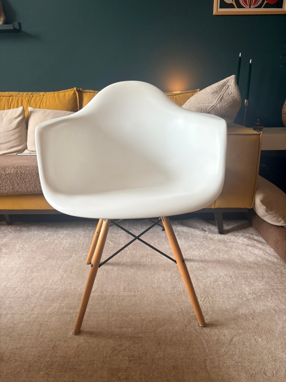 Eames style stoelen 5 stuks, Ophalen, Kunststof, Gebruikt, Wit