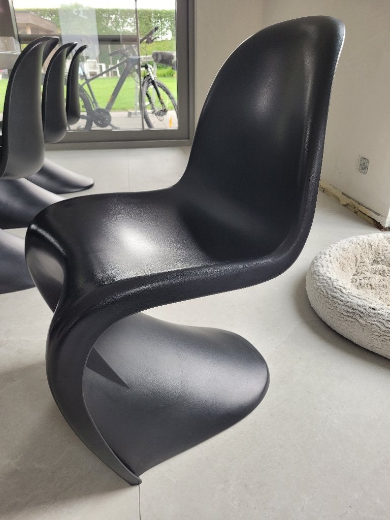 8 Verner Panton eetkamerstoelen, Ophalen, Kunststof, Zwart, Design
