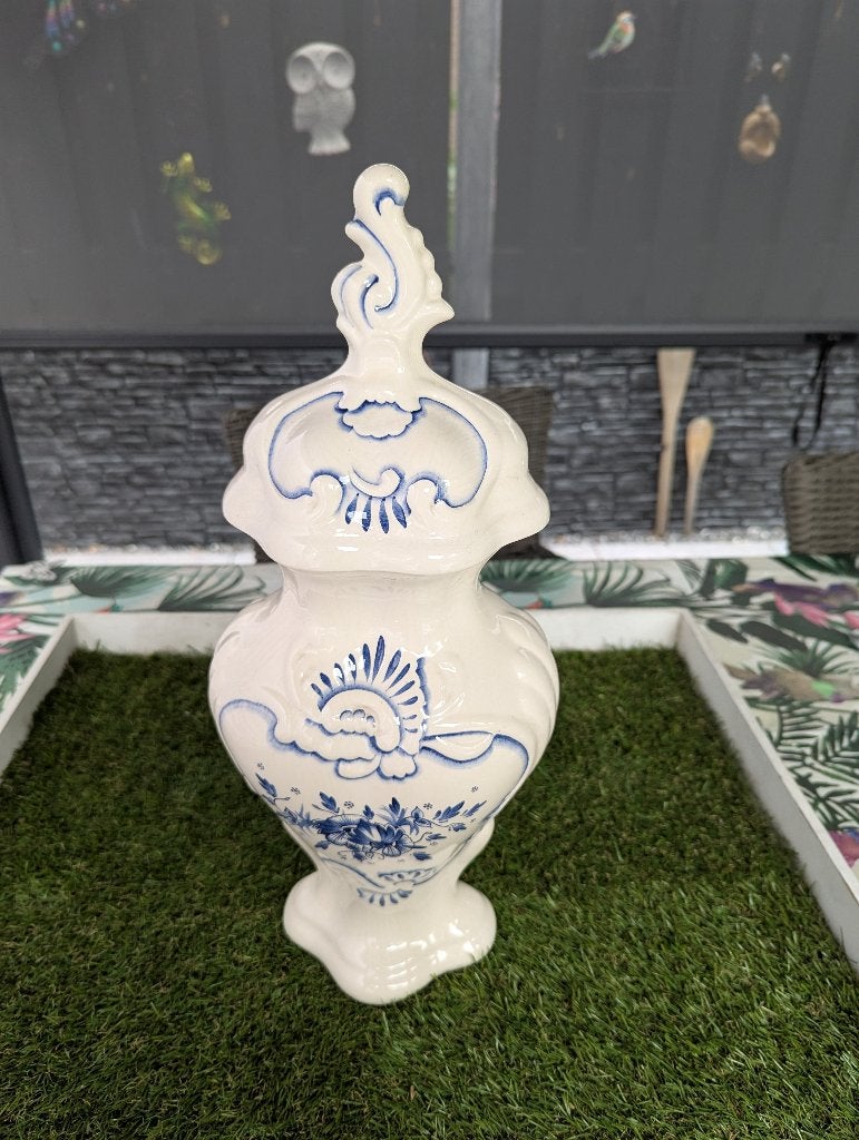Blauw-Witte Decoratieve Pot met Deksel - Handwerk, Antiek en Kunst, Ophalen of Verzenden