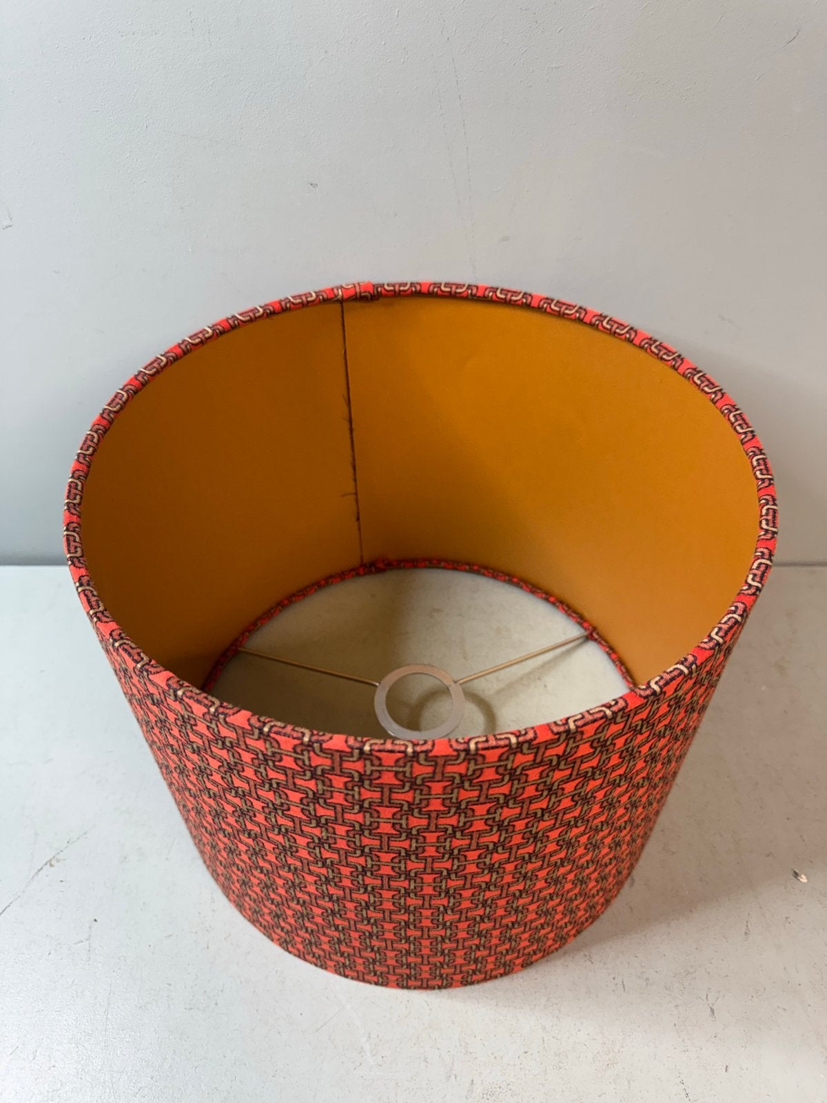 Oranje retro lampenkap met kettingpatroon, Gebruikt, Overige typen, Rond, Oranje
