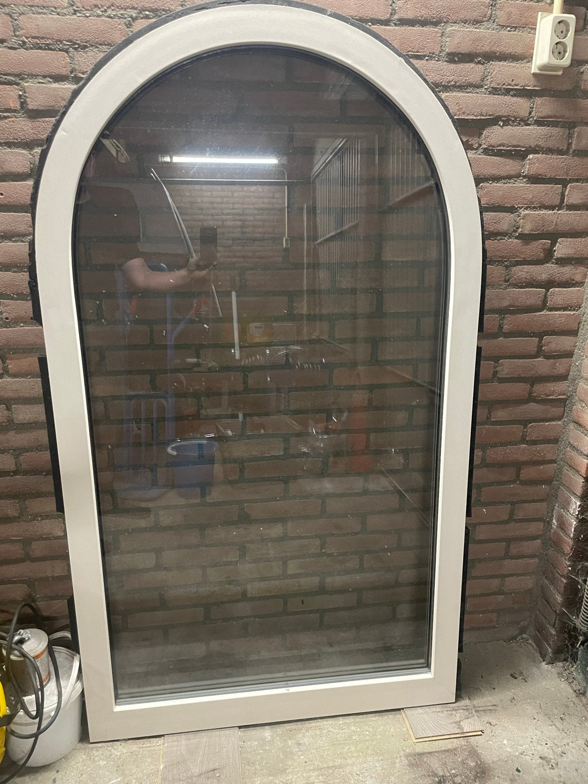 Nieuw kunststof kozijn met HR++ glas, crème wit, Ophalen, Gevelraam of Ruit, 80 tot 120 cm, 160 cm of meer