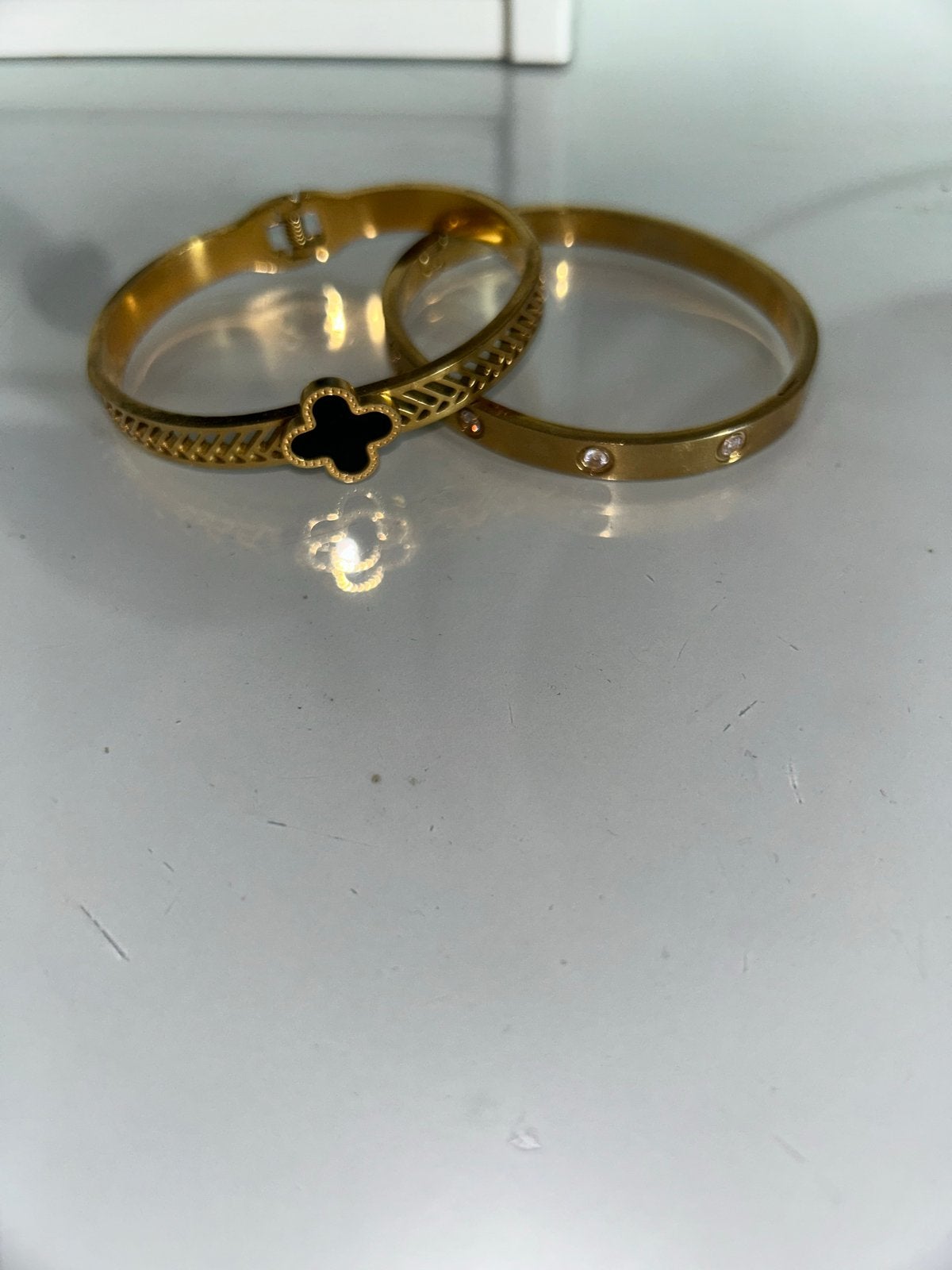 Gouden Armbanden Set in goud gedipt, Ophalen, Overige materialen, Zo goed als nieuw, Goud