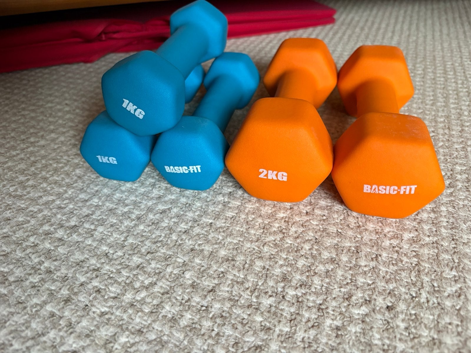 Neopreen dumbells als nieuw., Ophalen, Zo goed als nieuw, Dumbbell