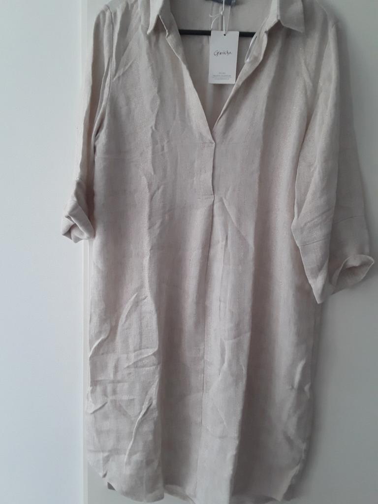Jurk 36  nieuw linnen zand beige Geisha, Ophalen of Verzenden, Nieuw, Maat 36 (S), Beige
