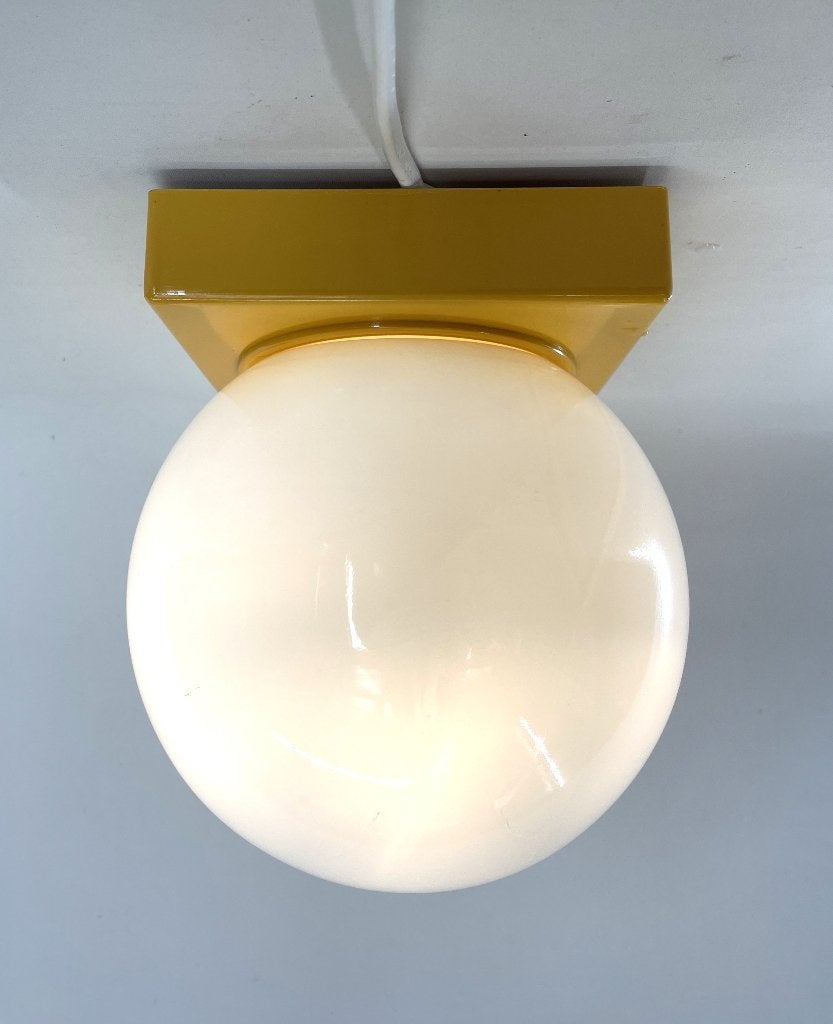 plafonnière, plafondlamp met Corodex schroefrand jaren '70, Gebruikt, Jaren 70, 12 cm, Glas