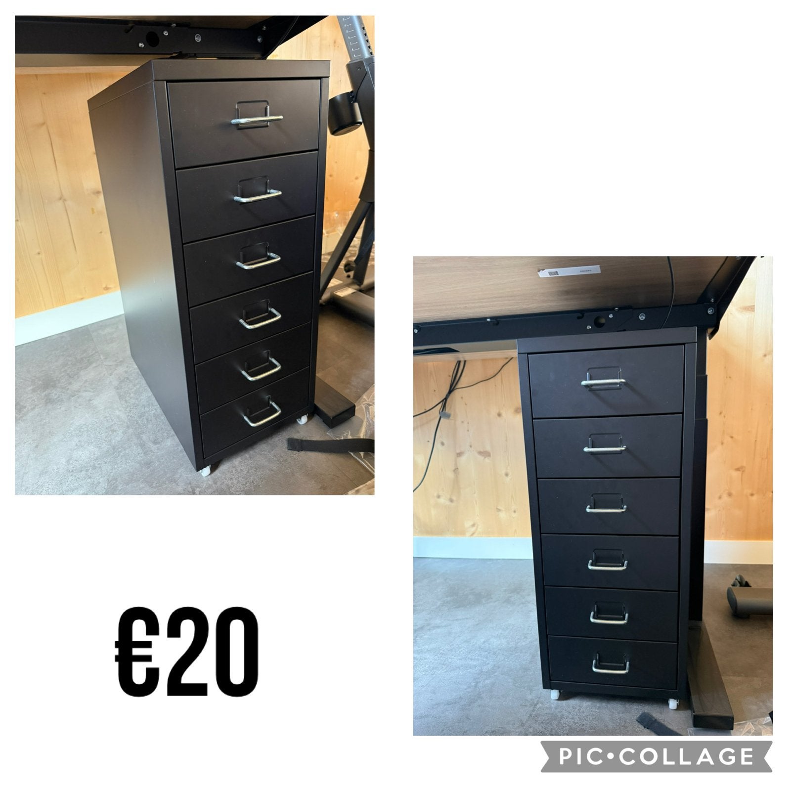 Zwart ladeblok voor kantoor, Ophalen, Minder dan 50 cm, Gebruikt, 5 laden of meer