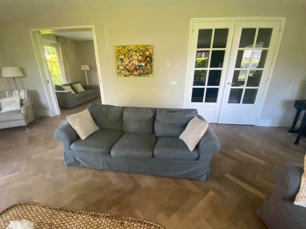 Ektorp bank Ikea grijs, Huis en Inrichting, Banken | Complete zithoeken, Ophalen, Gebruikt, Stof