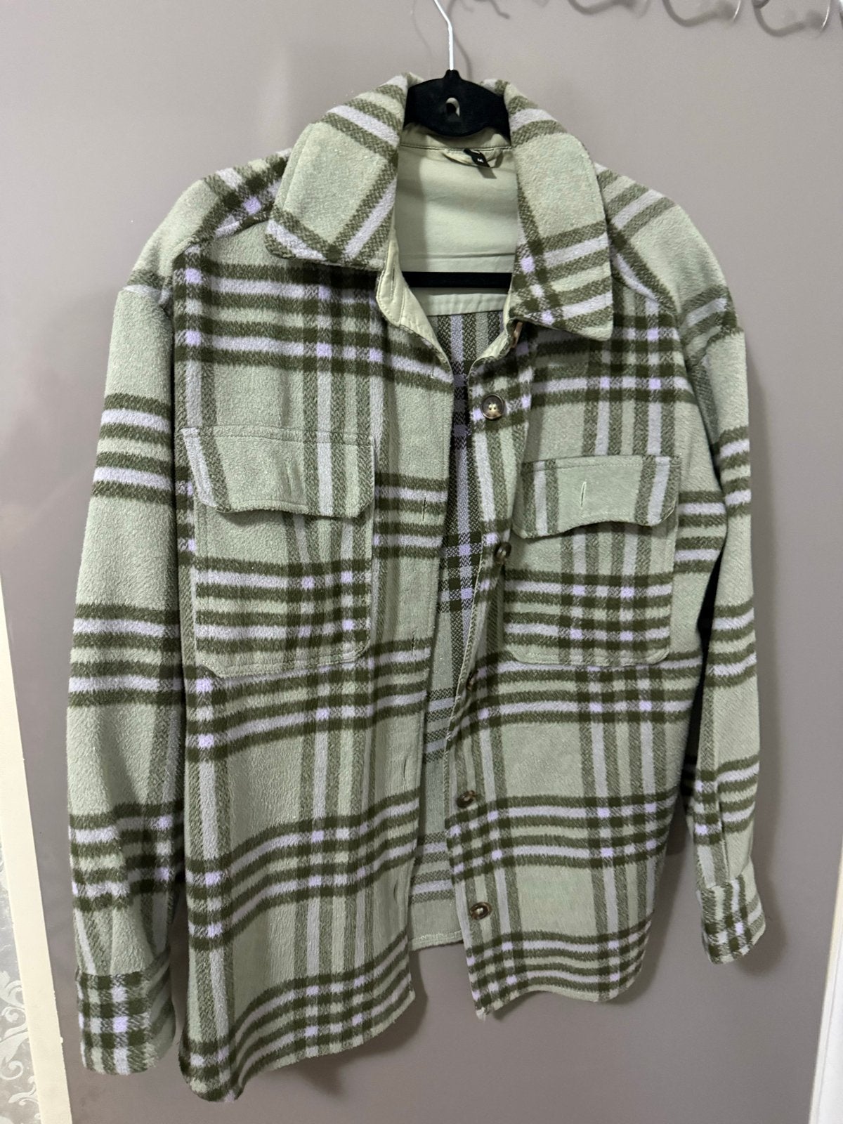 HEMA Geruit Shacket Overshirt Jasje Maat M Groen Lila, Ophalen of Verzenden, Zo goed als nieuw, Maat 38/40 (M), Groen