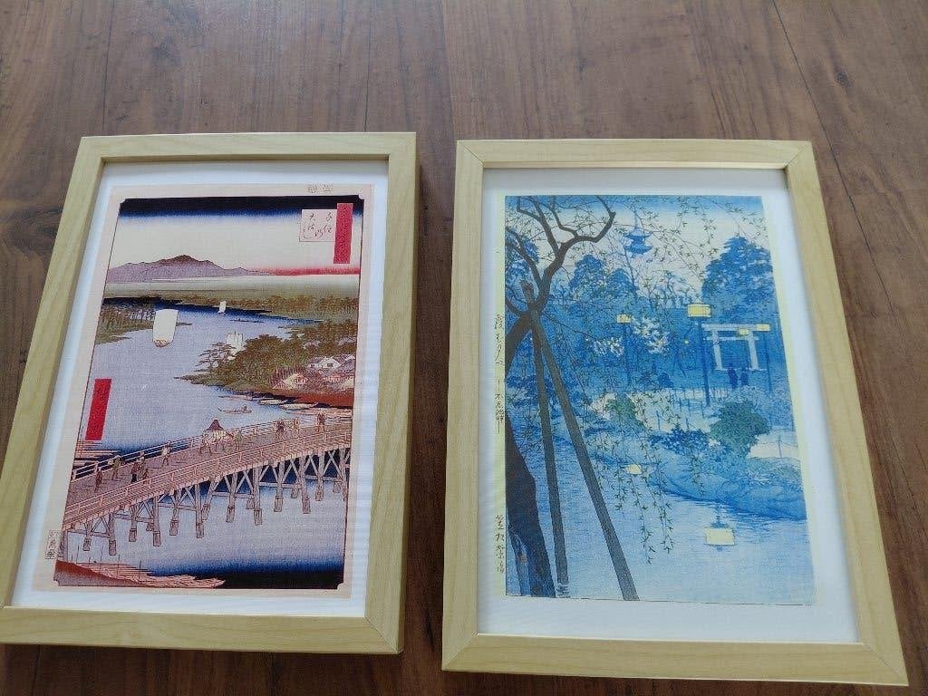 2 ingelijste Aziatische schilderijtjes, Antiek en Kunst, Overige stijlen, Overige technieken, Ophalen of Verzenden, Overige onderwerpen