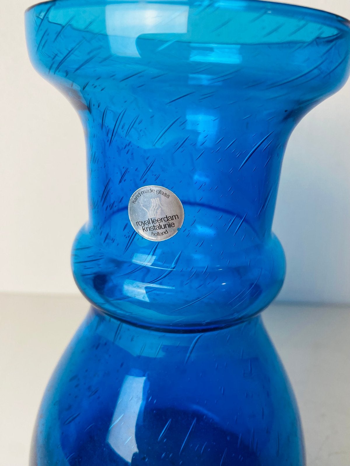 Blauw glazen vaas Royal Leerdam Kristalunie, Ophalen of Verzenden