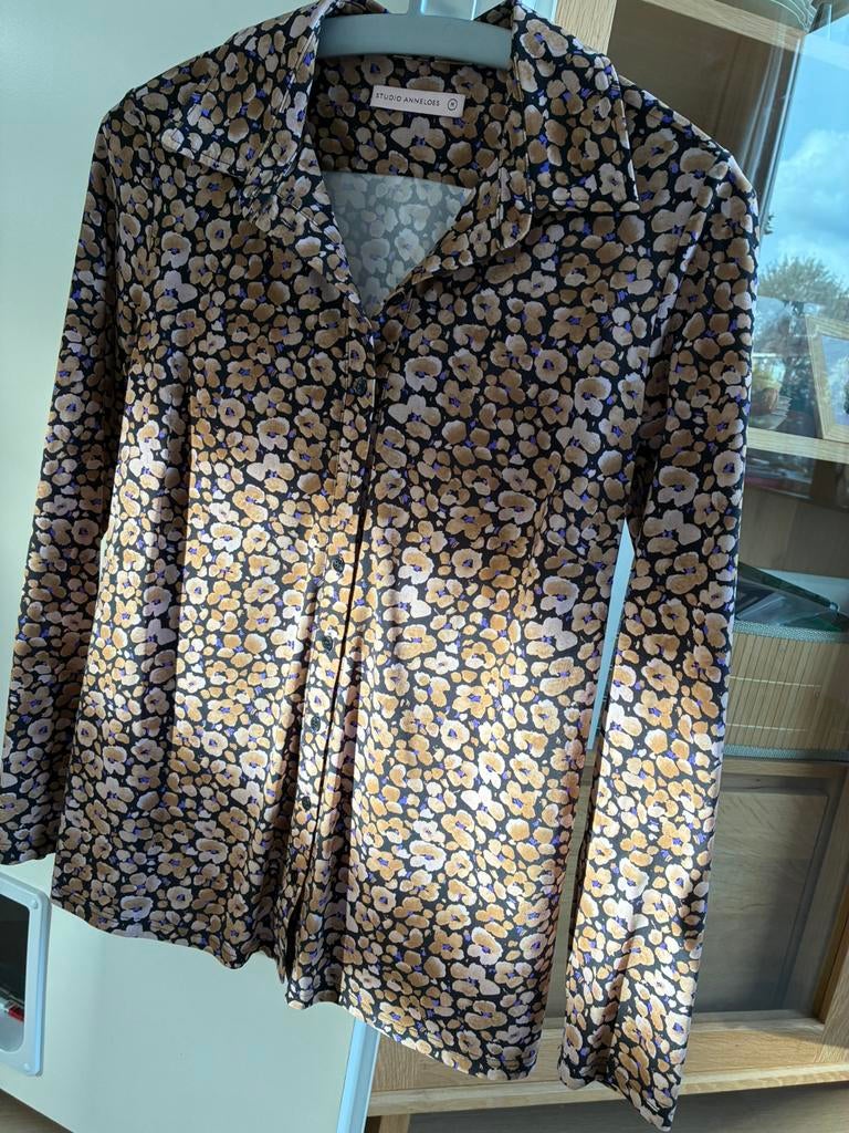 Studio Anneloes blouse, travel stof, maat M., Ophalen of Verzenden, Zo goed als nieuw, Maat 38/40 (M), Bruin
