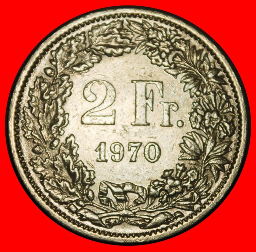 Ⰺ WITHOUT STAR 1860-2026: SWITZERLAND 2 FRANCS 1970 DIES I B, Ophalen of Verzenden, Overige landen, Losse munt
