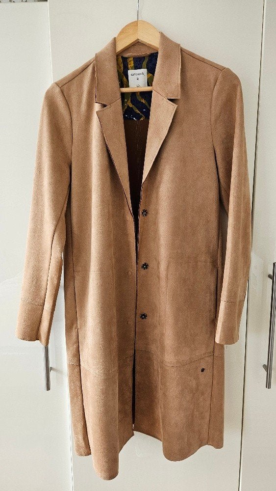 Sandwich suède look jasje maat M, Maat 38/40 (M), Beige, Ophalen of Verzenden, Zo goed als nieuw