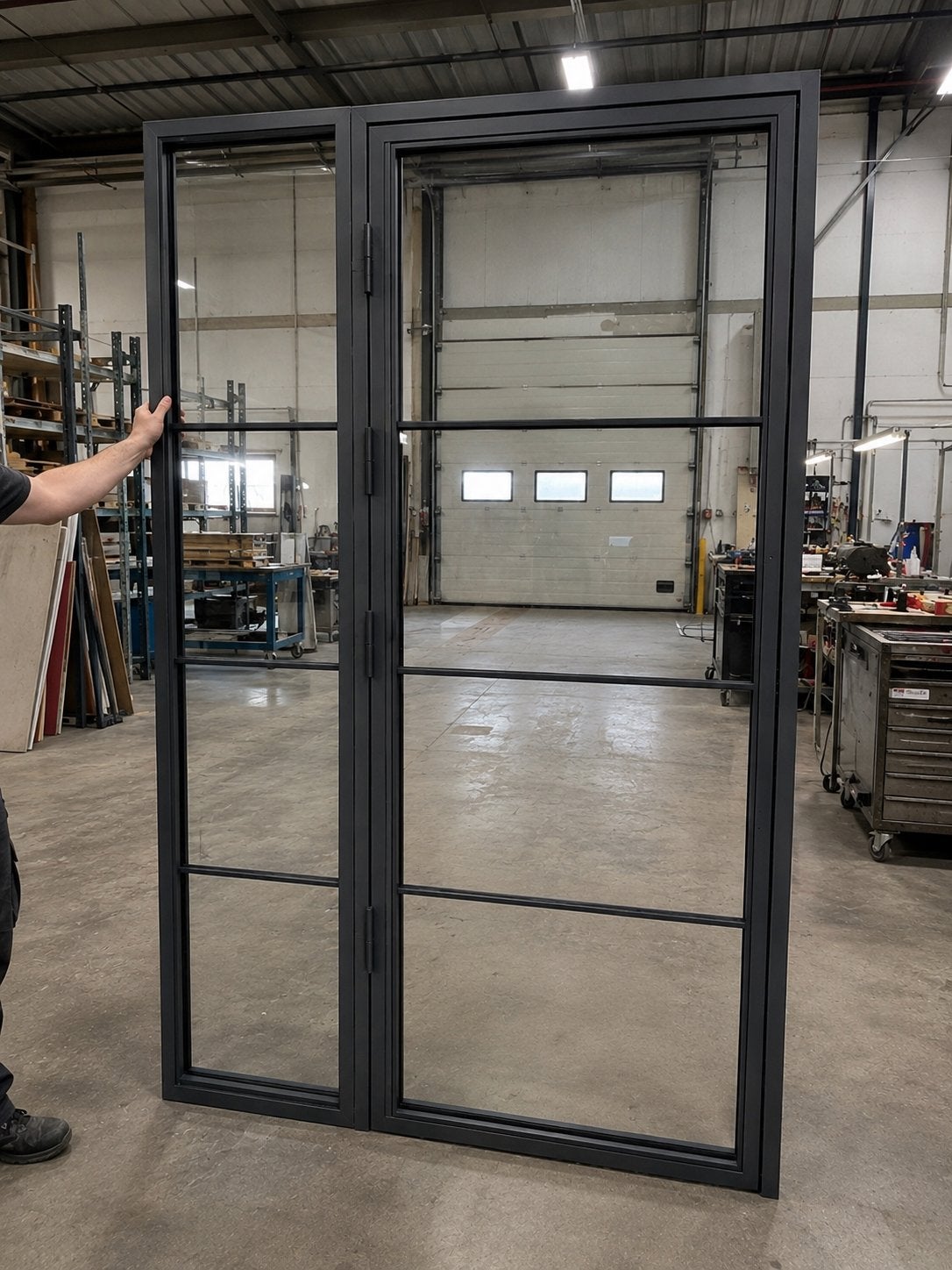 Stalen deur met helder glas en zijraam – vanaf €300, 215 cm of meer, Binnendeur, Nieuw, Ophalen of Verzenden