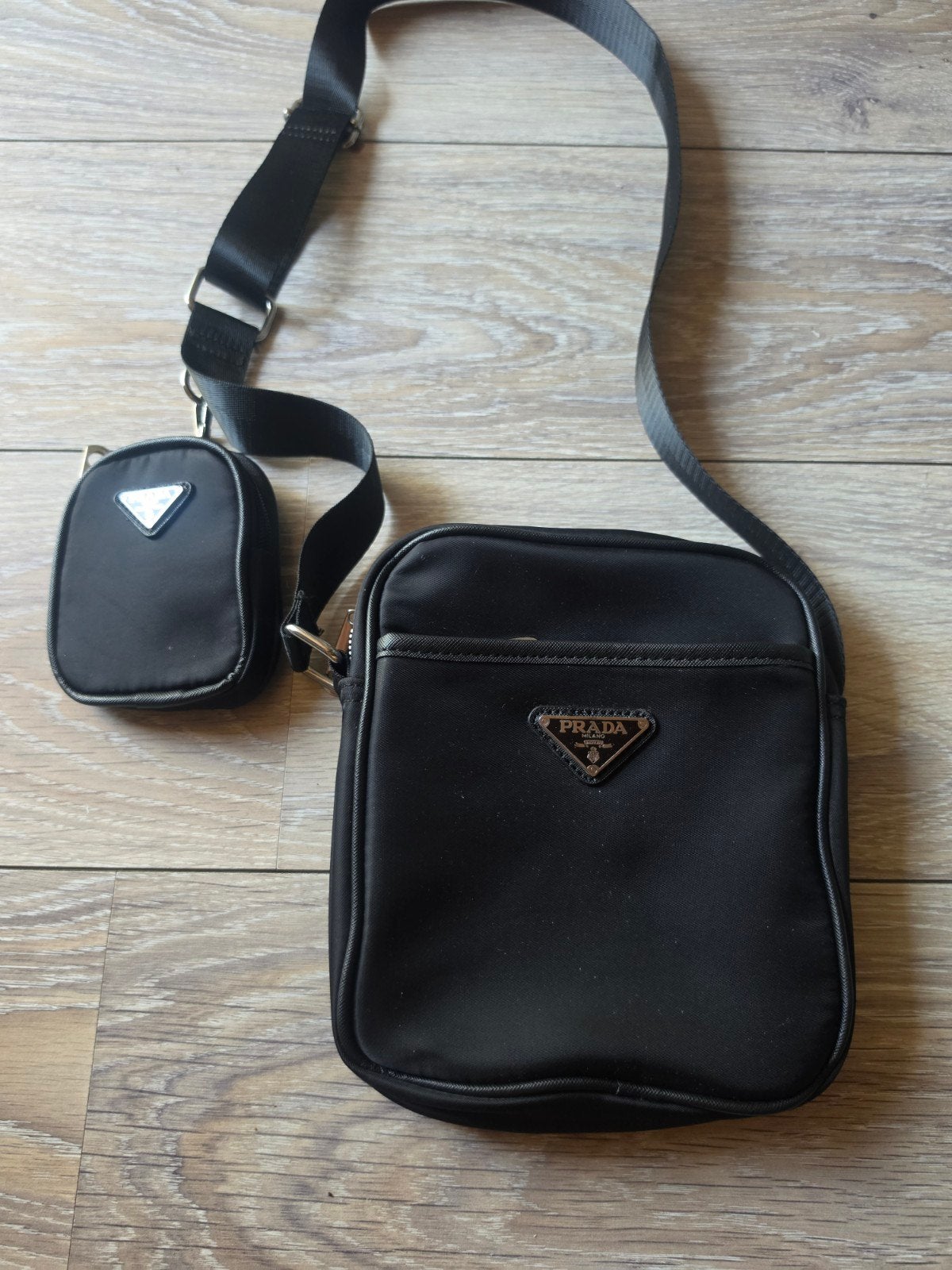 Prada Heuptas / Crossbody Tas Zwart met Mini Pouch, Ophalen of Verzenden, Nieuw, Zwart, Overige merken