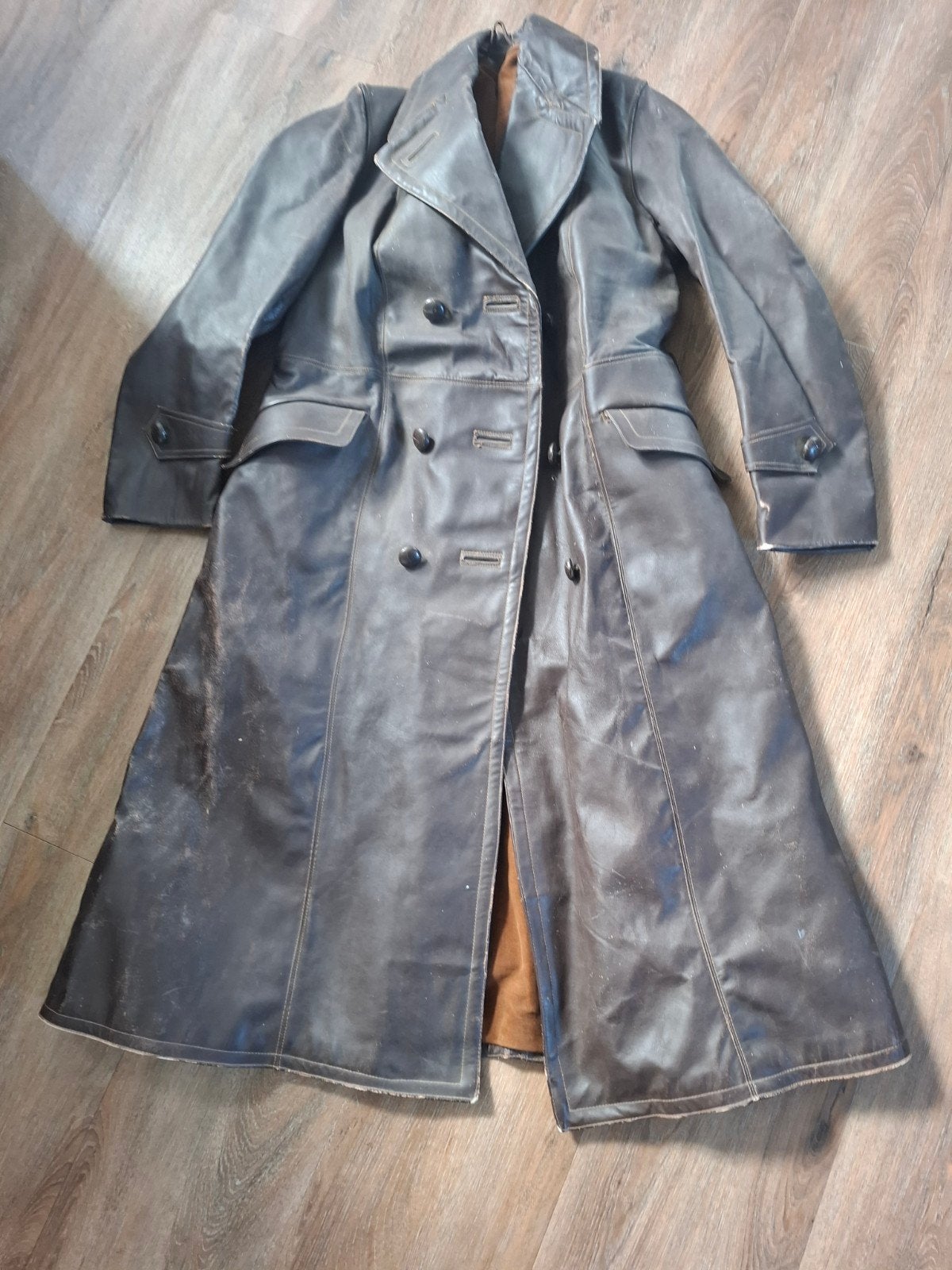 Lange leren solex jas., Ophalen, Gebruikt