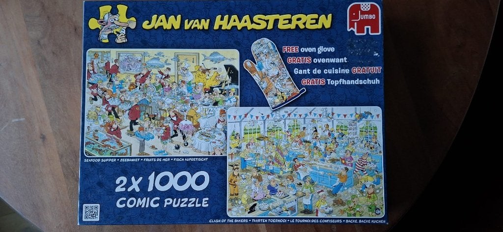 Jan v Haasteren Puzzle: Zeebanket & Taartentoernooi 2 x 1000, Ophalen of Verzenden, 500 t/m 1500 stukjes, Zo goed als nieuw, Legpuzzel
