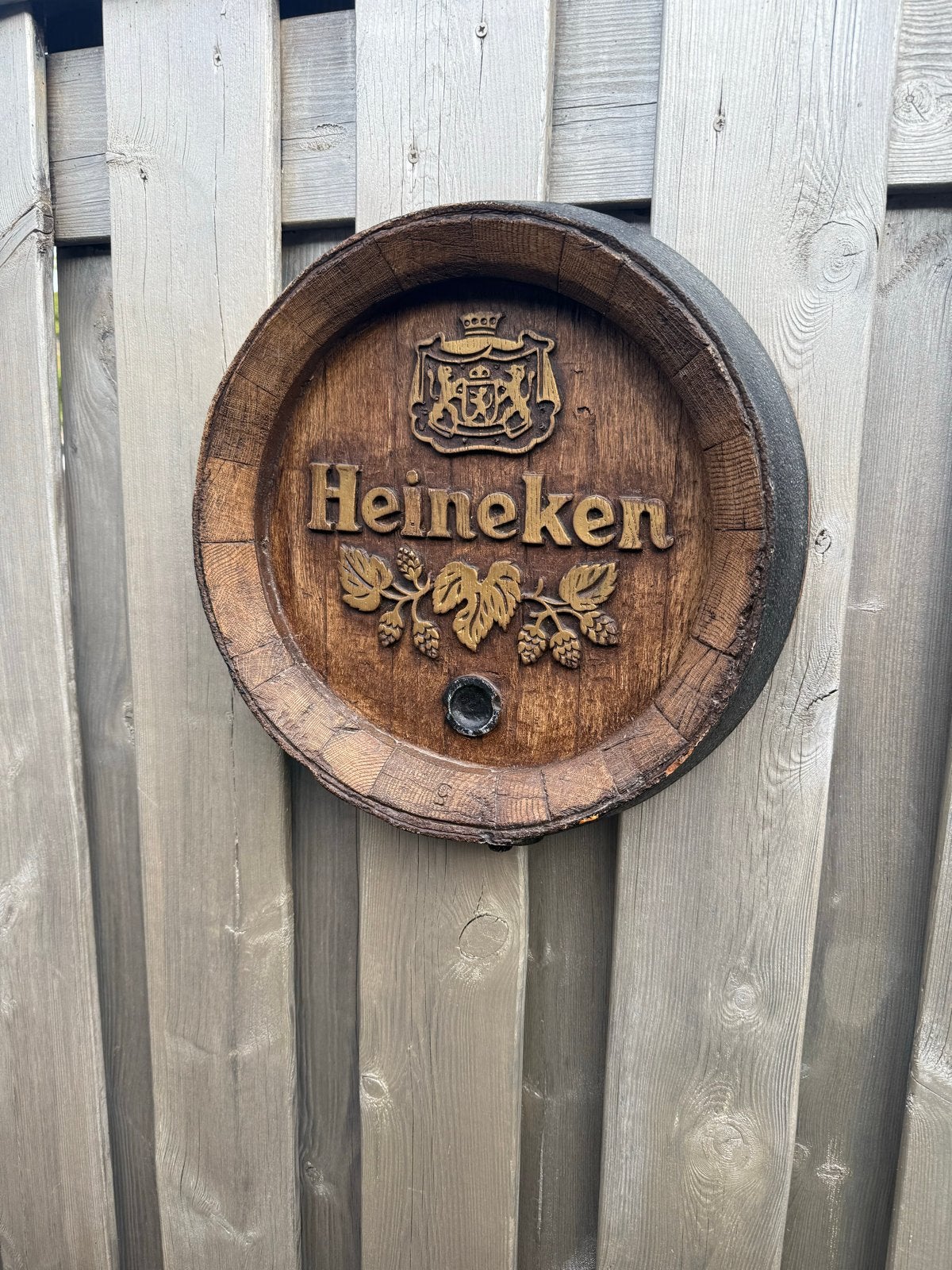 Heineken biervatschild - Decoratief wandbord, Ophalen of Verzenden, Gebruikt, Reclamebord
