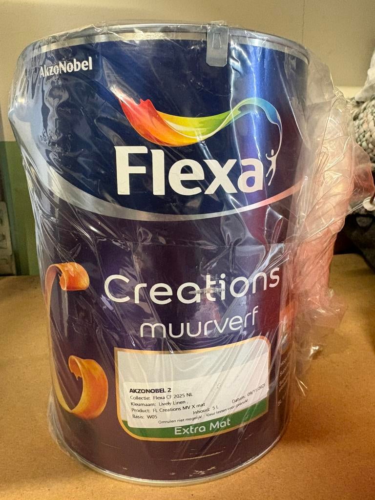 Flexa lively linen muurverf 10 liter, Ophalen, Zo goed als nieuw