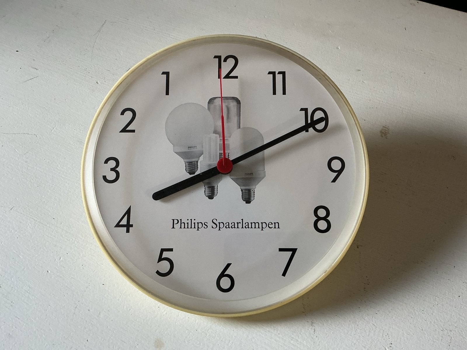 Vintage reclame Philips Spaarlampen wandklok - Junghans, Ophalen of Verzenden