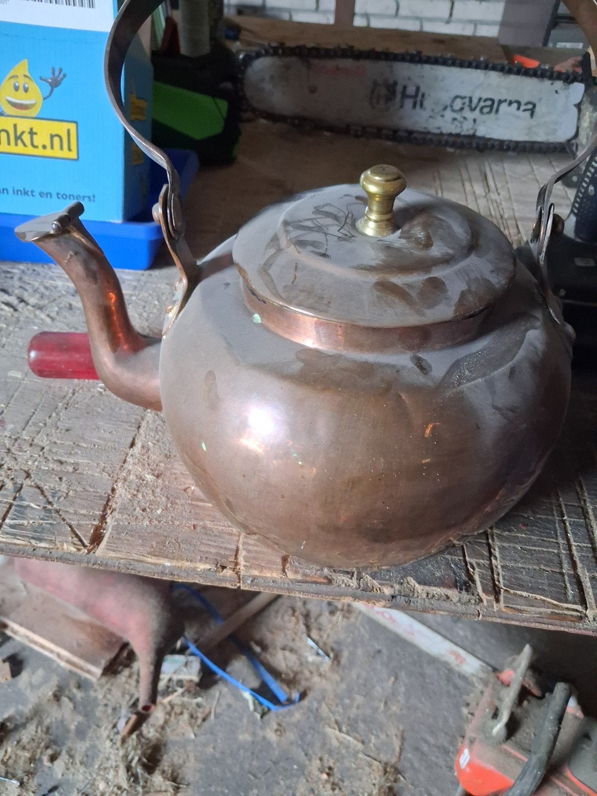 Antieke Koperen Theepot / Waterketel, Ophalen of Verzenden